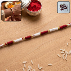 Handmade Red and White Thread Bracelet Rakhi (1 Pc)