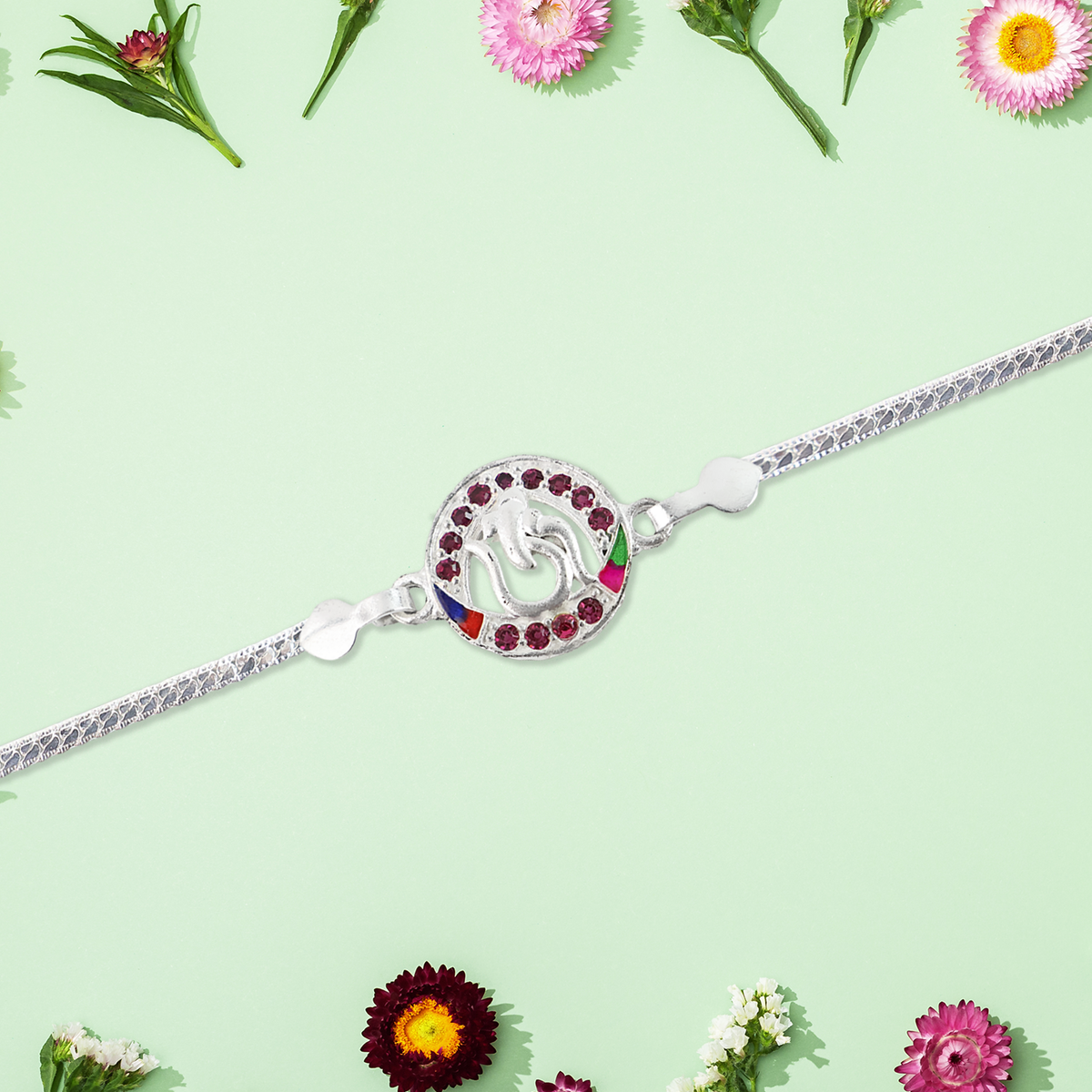 silver ganesha rakhi