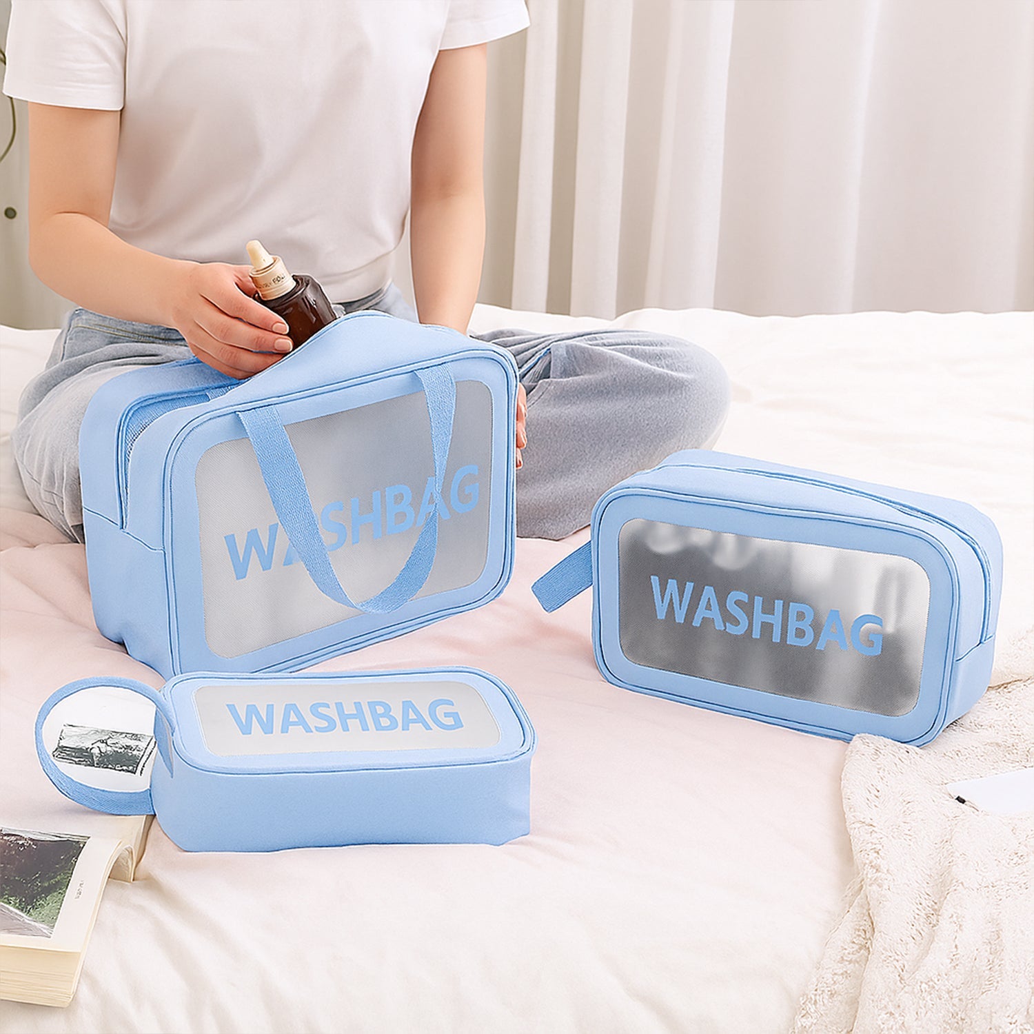 Folded travel toiletry bags compact storage
