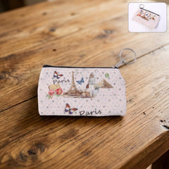 Small Paris Print Zipper Coin & Stationery Pouch (1 Pc)