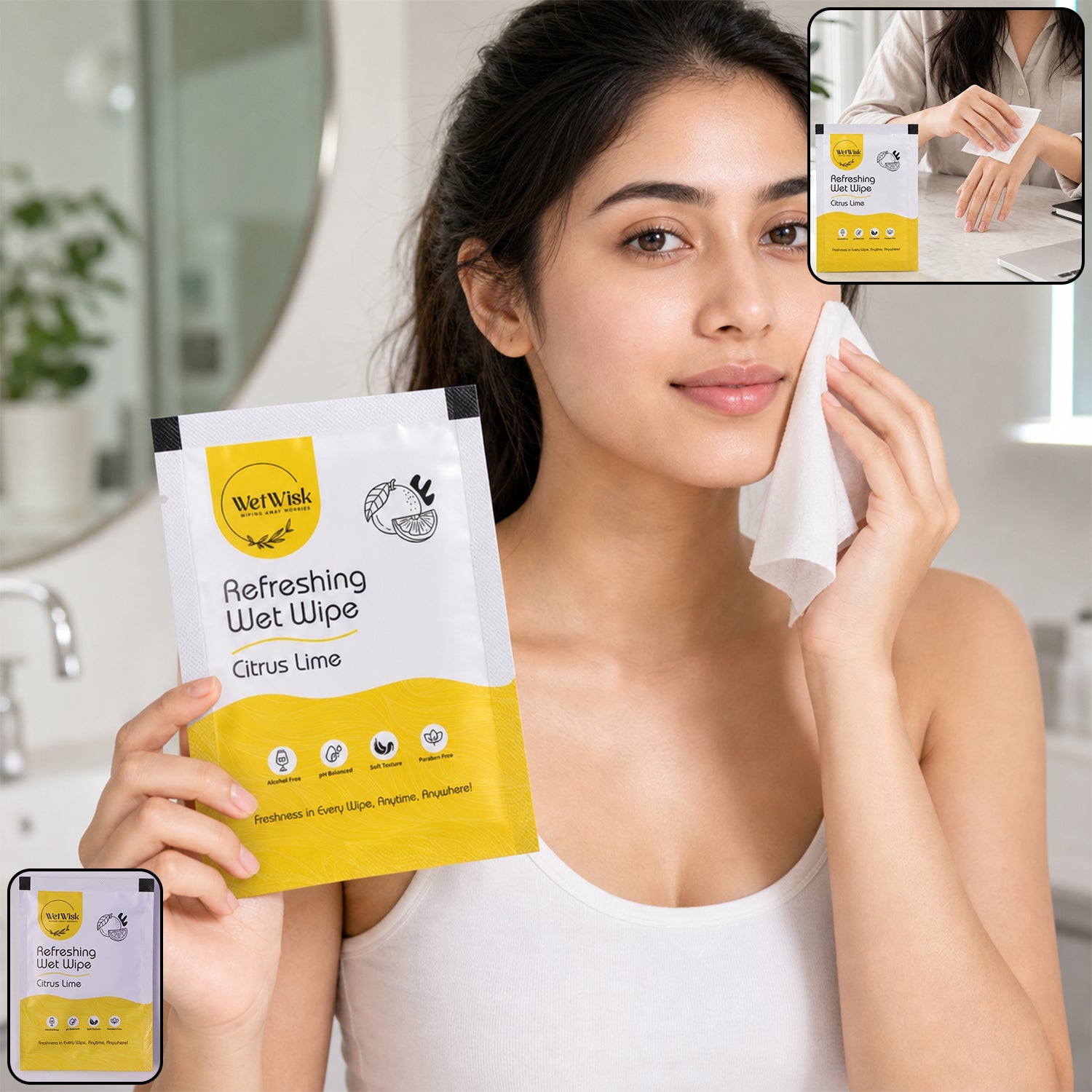 Citrus lime refreshing wet wipe