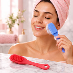 Face Wash Brush with Soft Silicone Bristles for Daily Face Care (2 Pc Set)