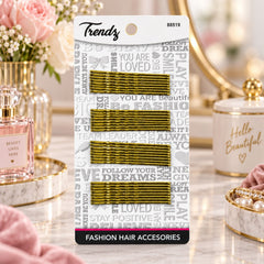 Gold metal wavy hair pins women girls