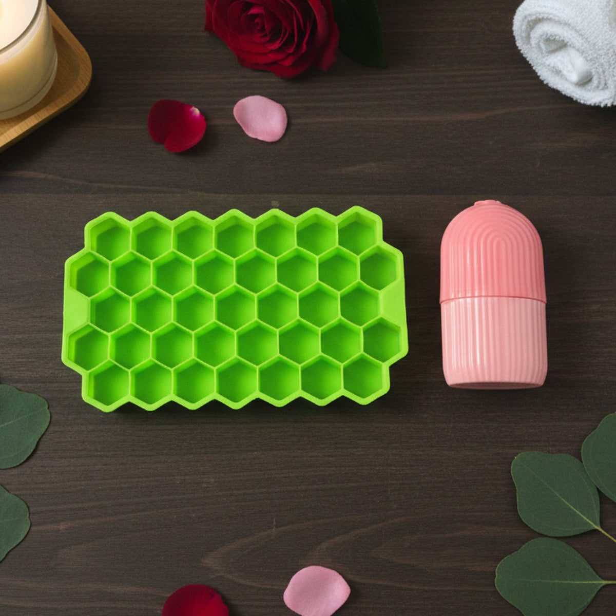 Face Icer Roller with Honeycomb Ice Tray set