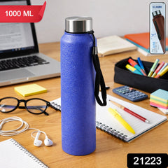 Blue Stainless Steel Water Bottle showing full body