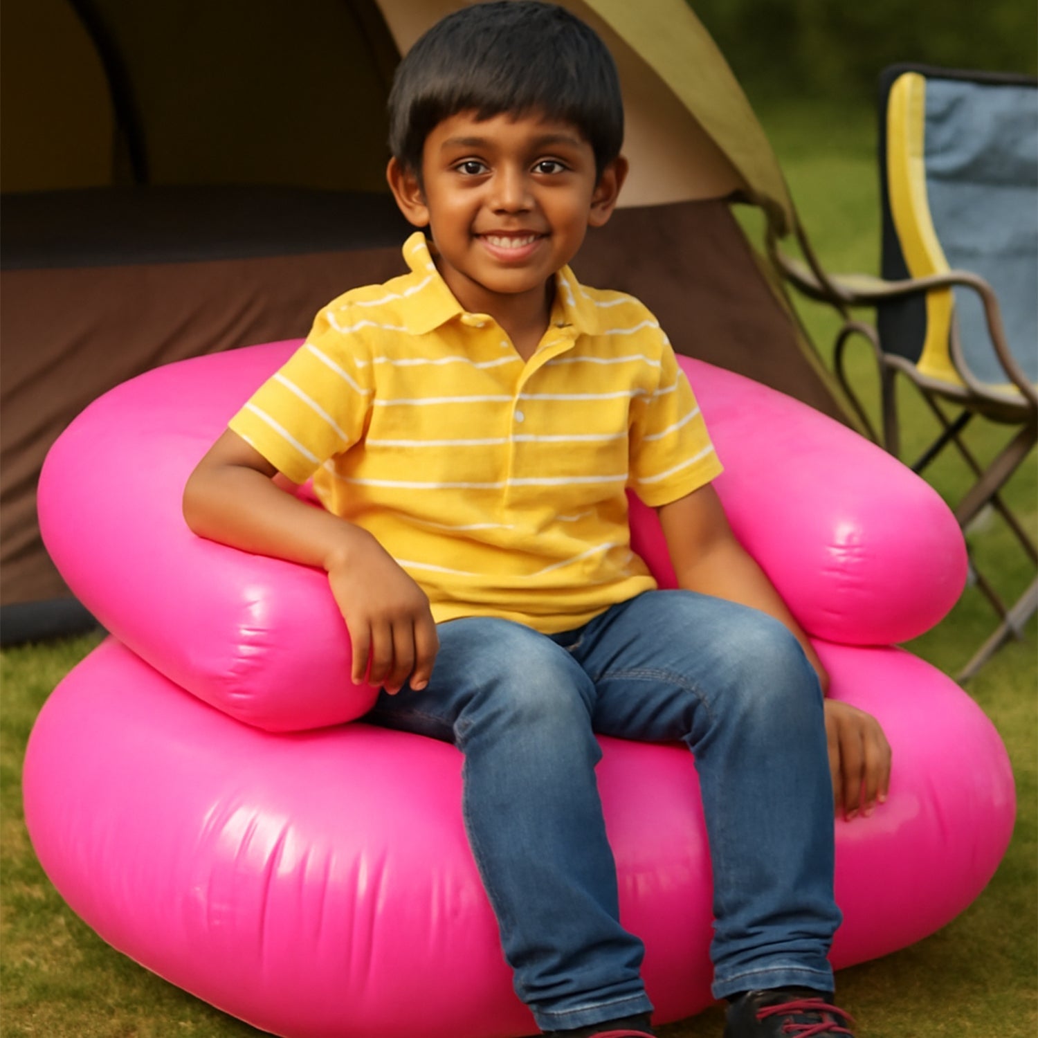 Blue inflatable sofa chair for kids indoor and outdoor