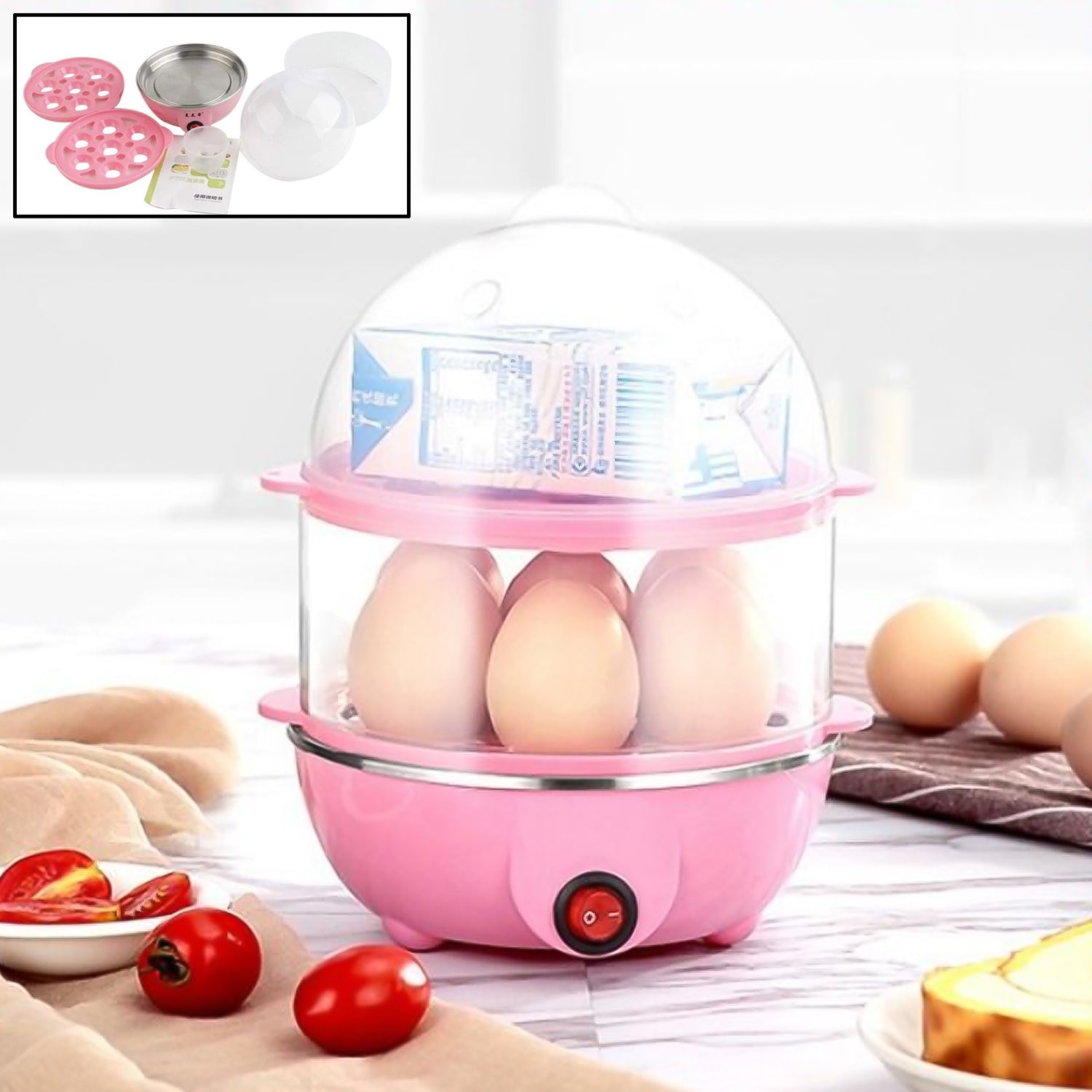 DeoDap Electric Egg Boiler, a 2-layer appliance for perfect boiled and poached eggs.