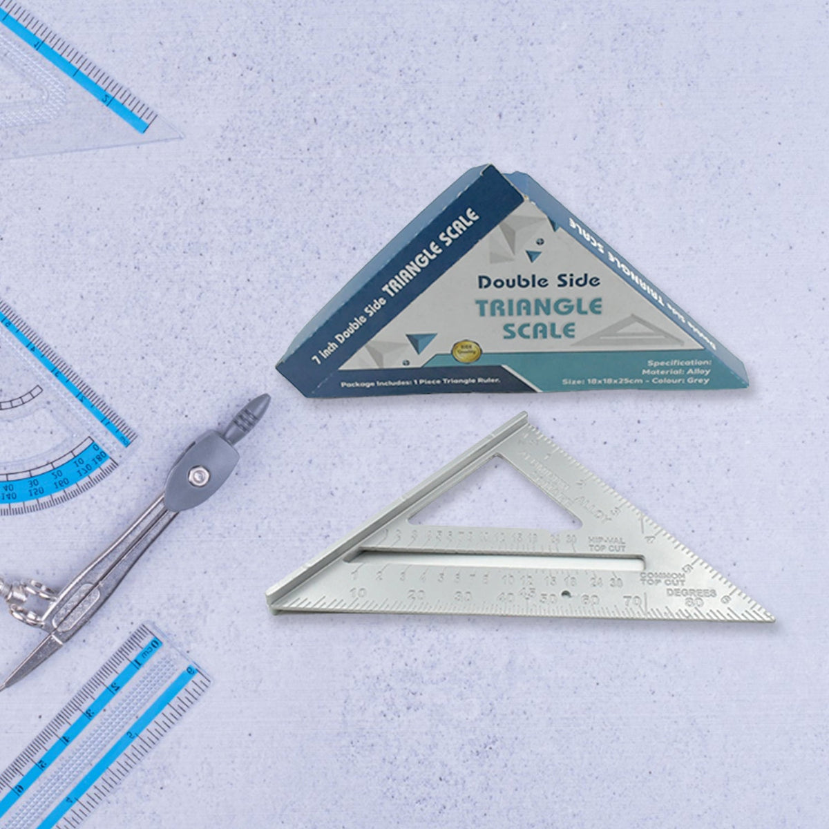 Double-Sided 45Â° Triangle Ruler â€“ 7-Inch Aluminum Alloy Rafter Square for Home Use