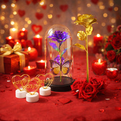Romantic Gift Set with Glass Dome Rose and LED dÃ©cor