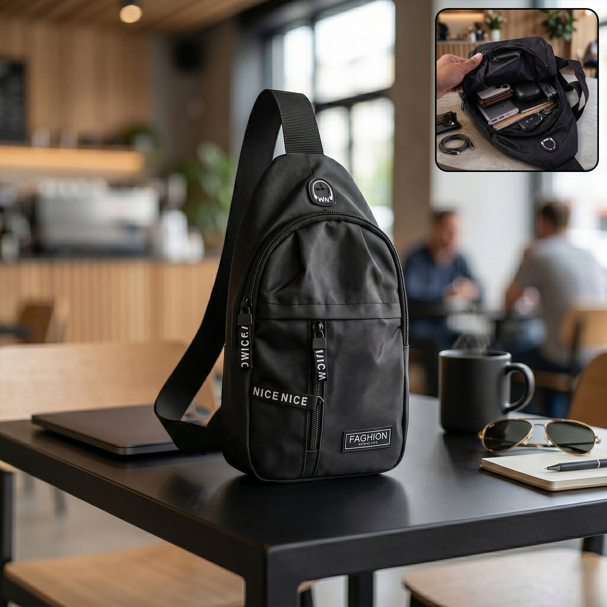 Waterproof Waist Bag, Shoulder Bags USB Charging Earphone Hook Sling Travel Bag (1 Pc / Mix Color)