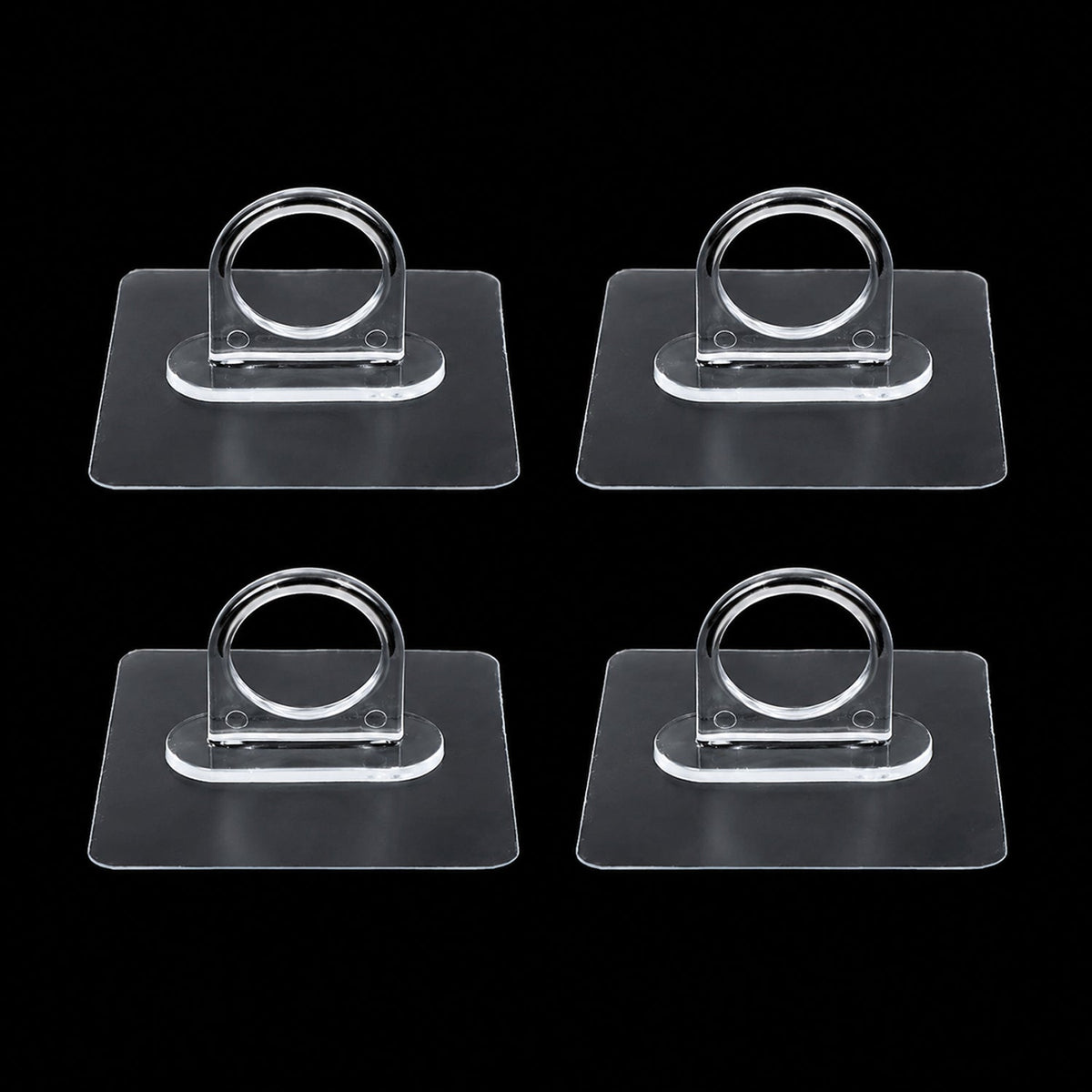 Adhesive plastic wall hook 4-piece set mounted on wall