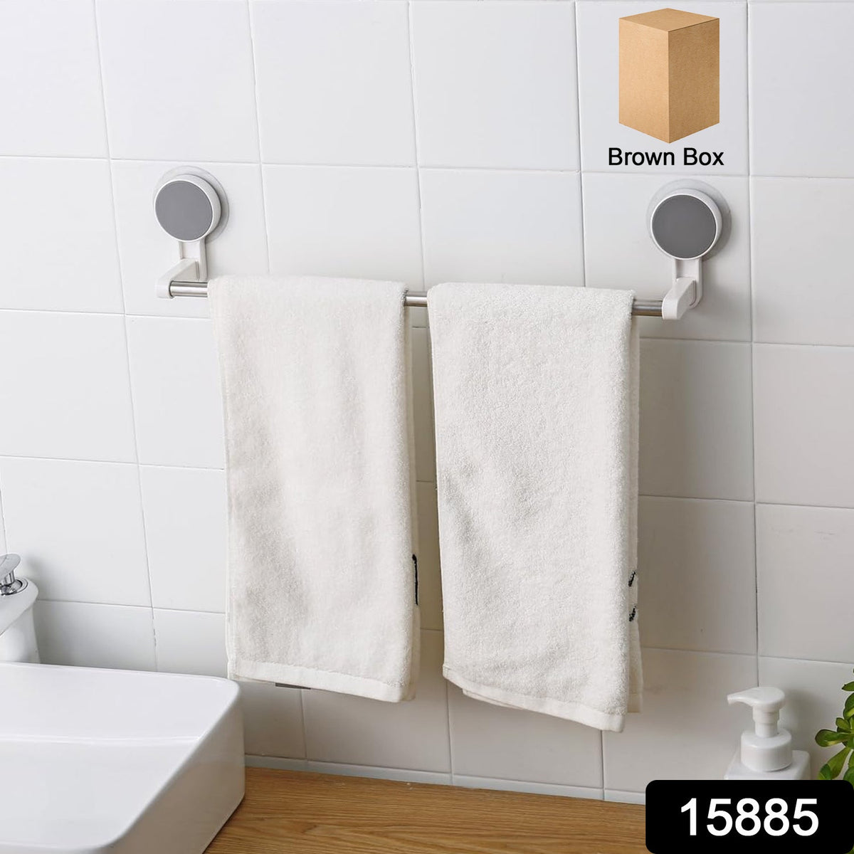 Close-up of self-adhesive towel rod with rust-resistant metal bar
