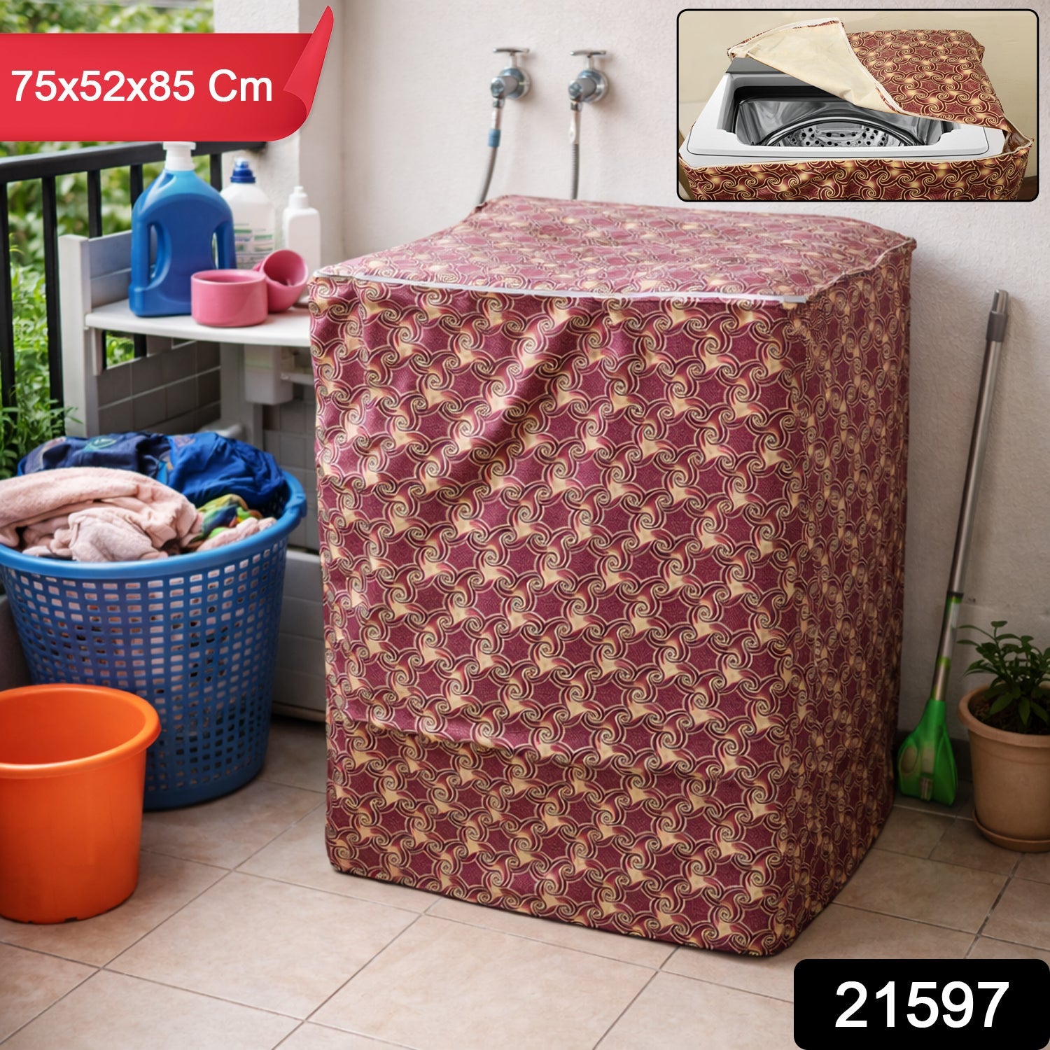Waterproof Washing Machine Cover 75x52x85 cm (1 Pc /  Top Load)