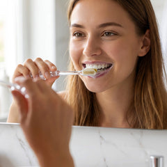 Manual toothbrush used during daily oral care