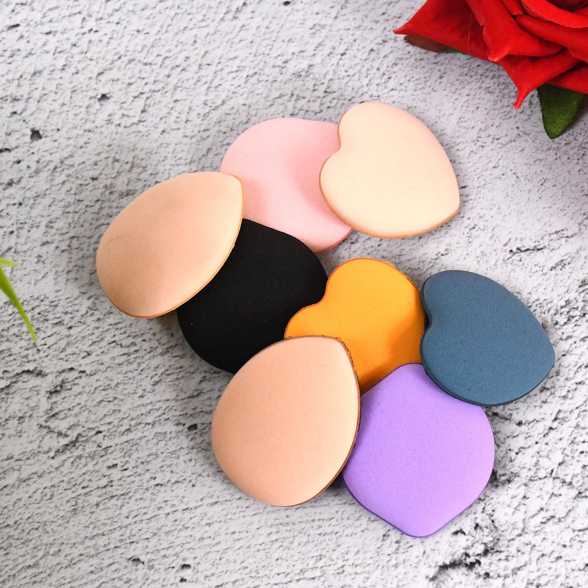 Mini Finger Makeup Powder Puff 8-Pcs Multicolor Set