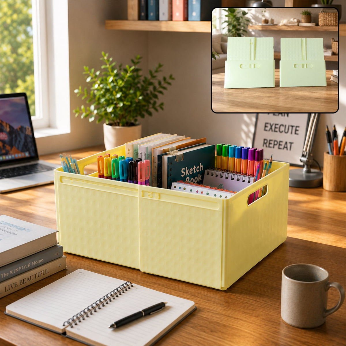 Foldable storage box collapsible organiser crate for the home
