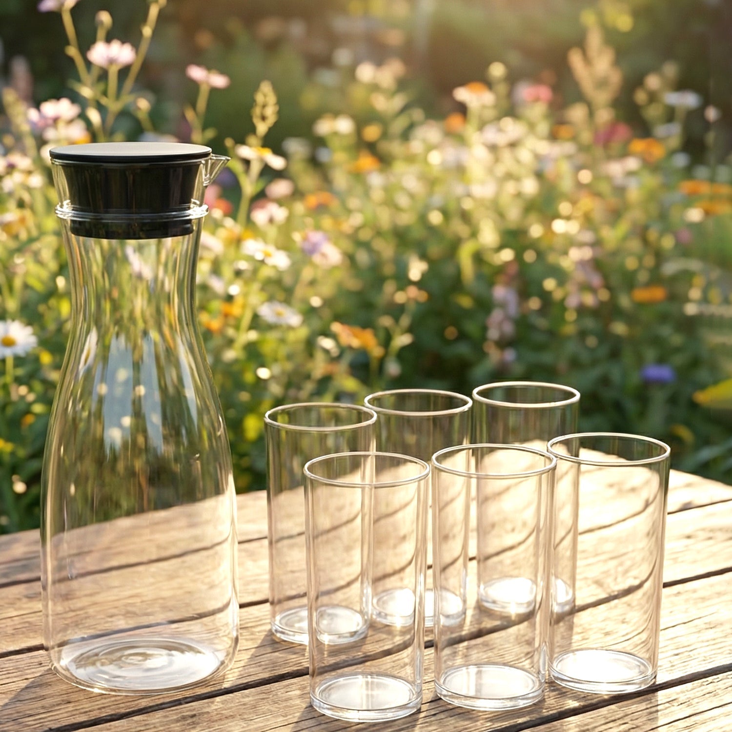 serving jug with drinking glasses tableware set