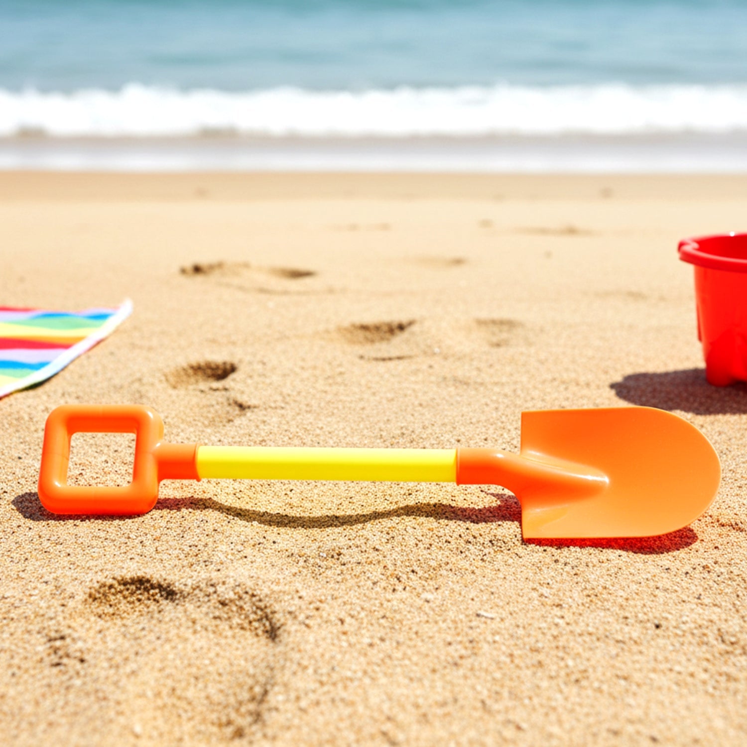 Top view of plastic kids sand shovel