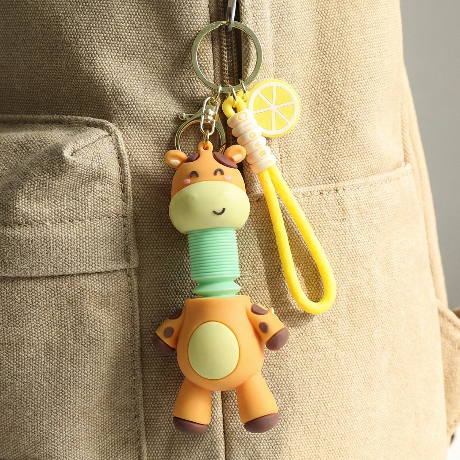 Close-up of giraffe cartoon keychain design