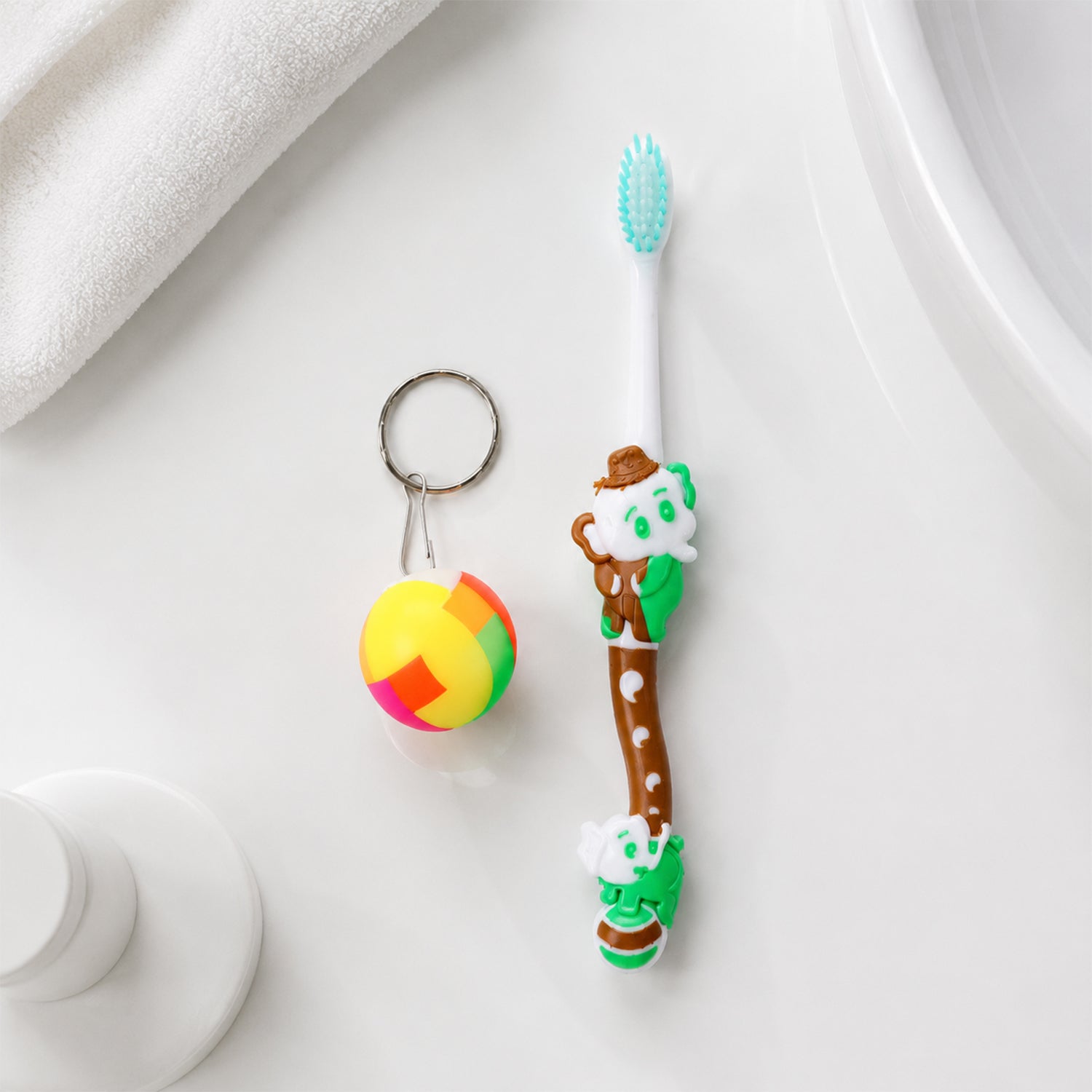 Kids Toothbrush and Ball Keychain Toy Set