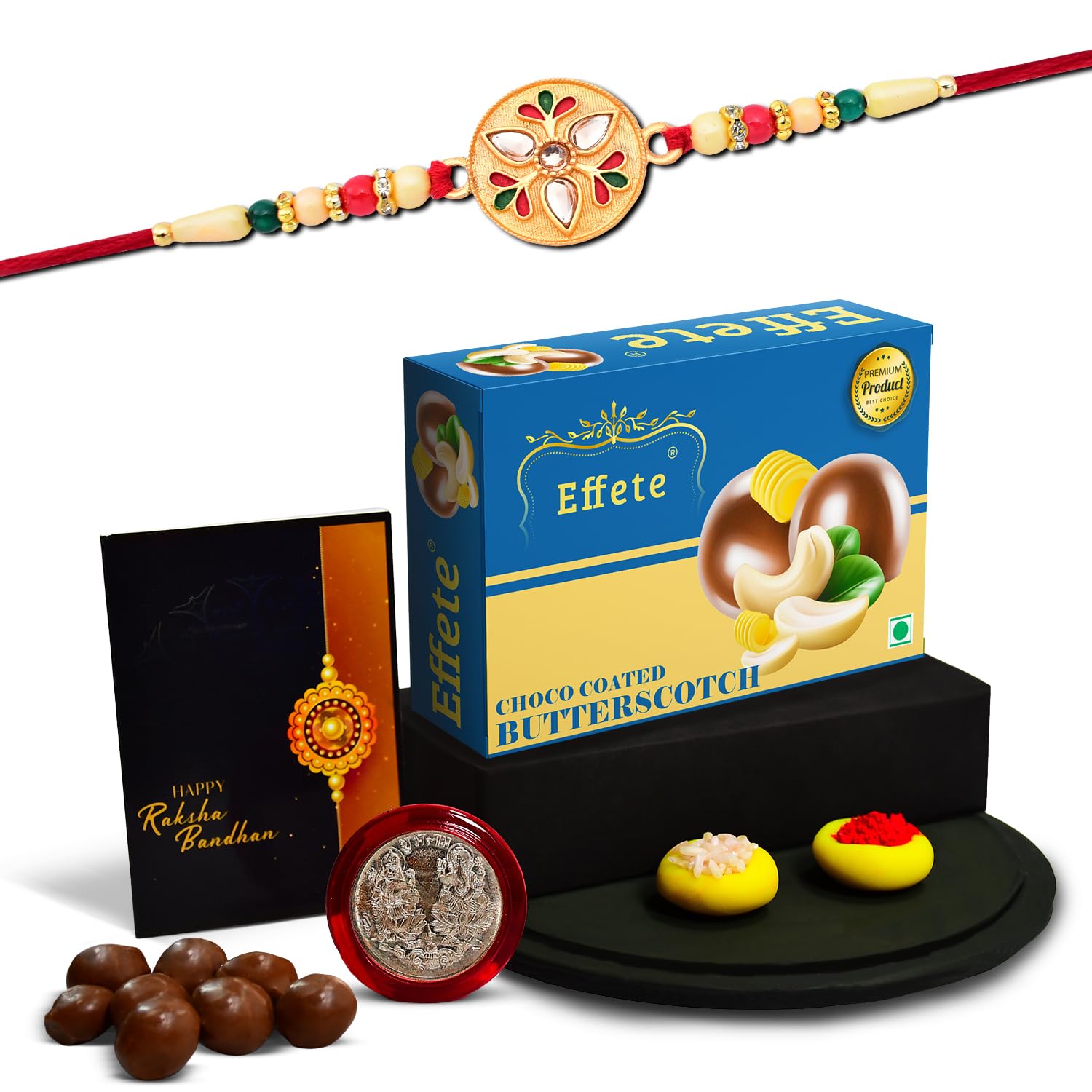 (K1_508_BS32) Rakhi Combo with Chocolate Butter Scotch 32gm, Rakhi & Chocolate for brother, Fancy Rakhis for men stylish, rakhi with gift, Rakhi Combo, Set of 1, Chocolate