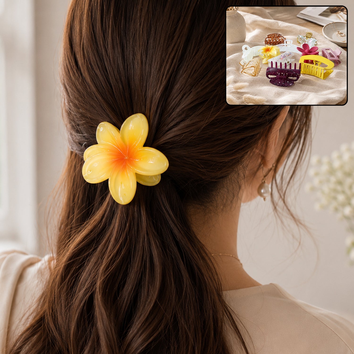 Hair clip shown in assorted colours