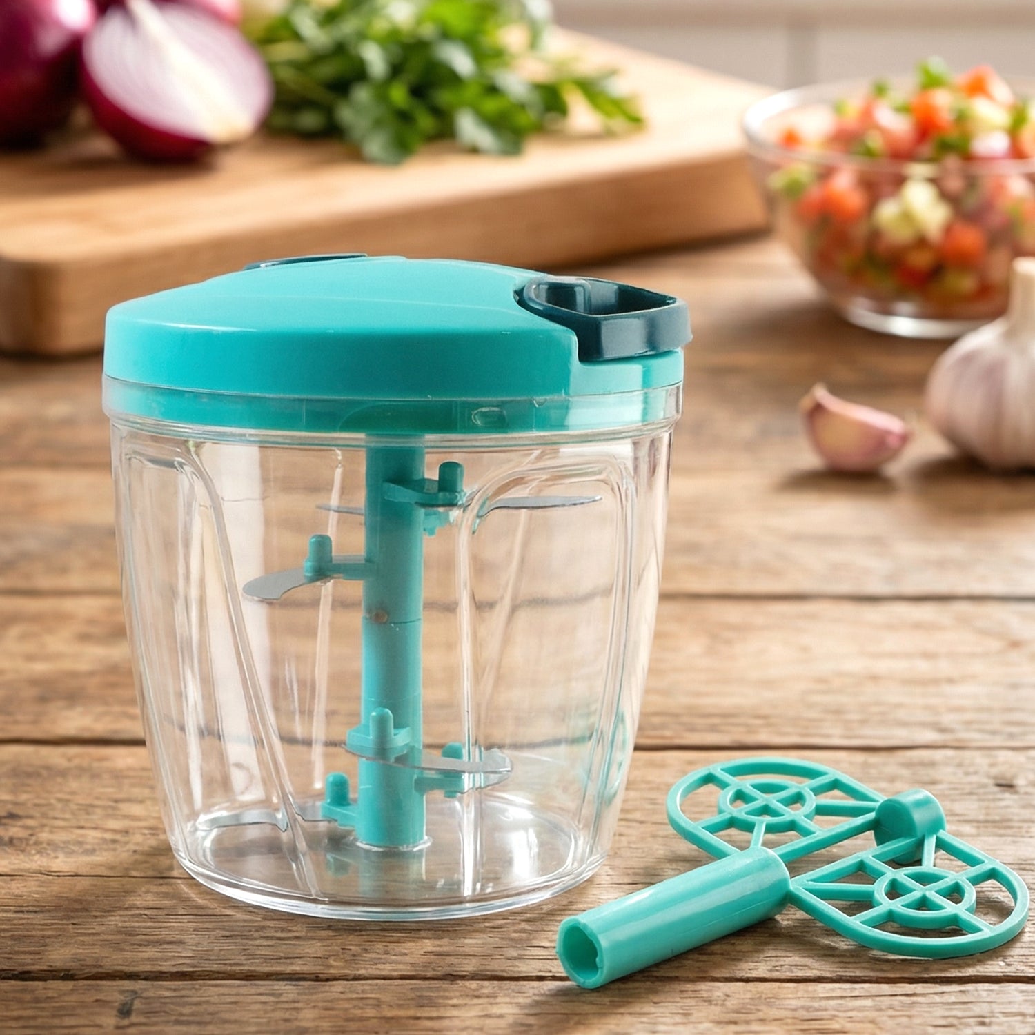 6 BLADE 2IN1 MANUAL FOOD CHOPPER (900Ml)