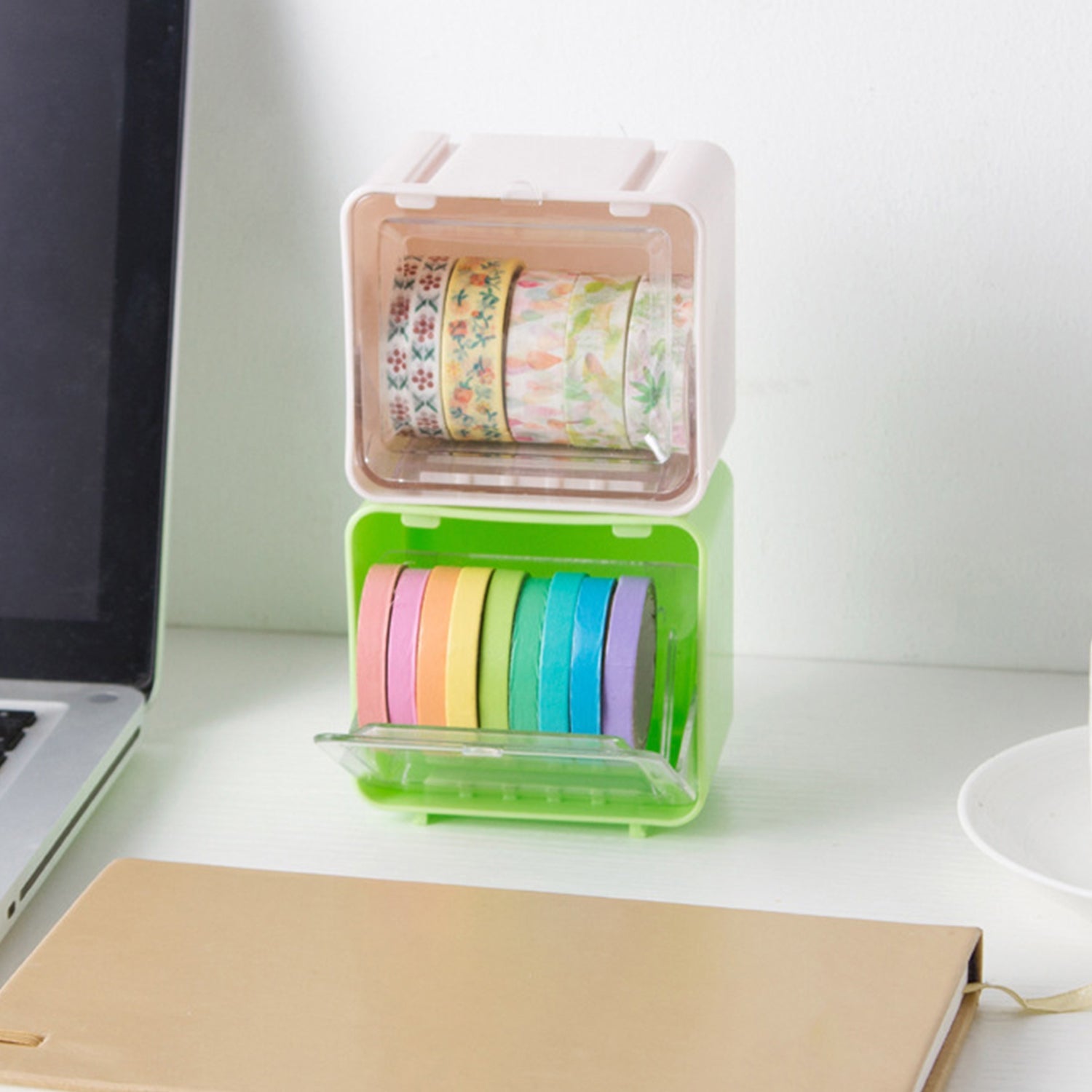 Durable Transparent Tape Storage Box â€“ Plastic Office Organizer