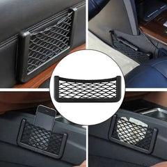 Car Storage Organize Car String Bag Car Seat Side Storage, Net Bag Mesh Pocket Organizer Stick-on for Purse Bag Phone