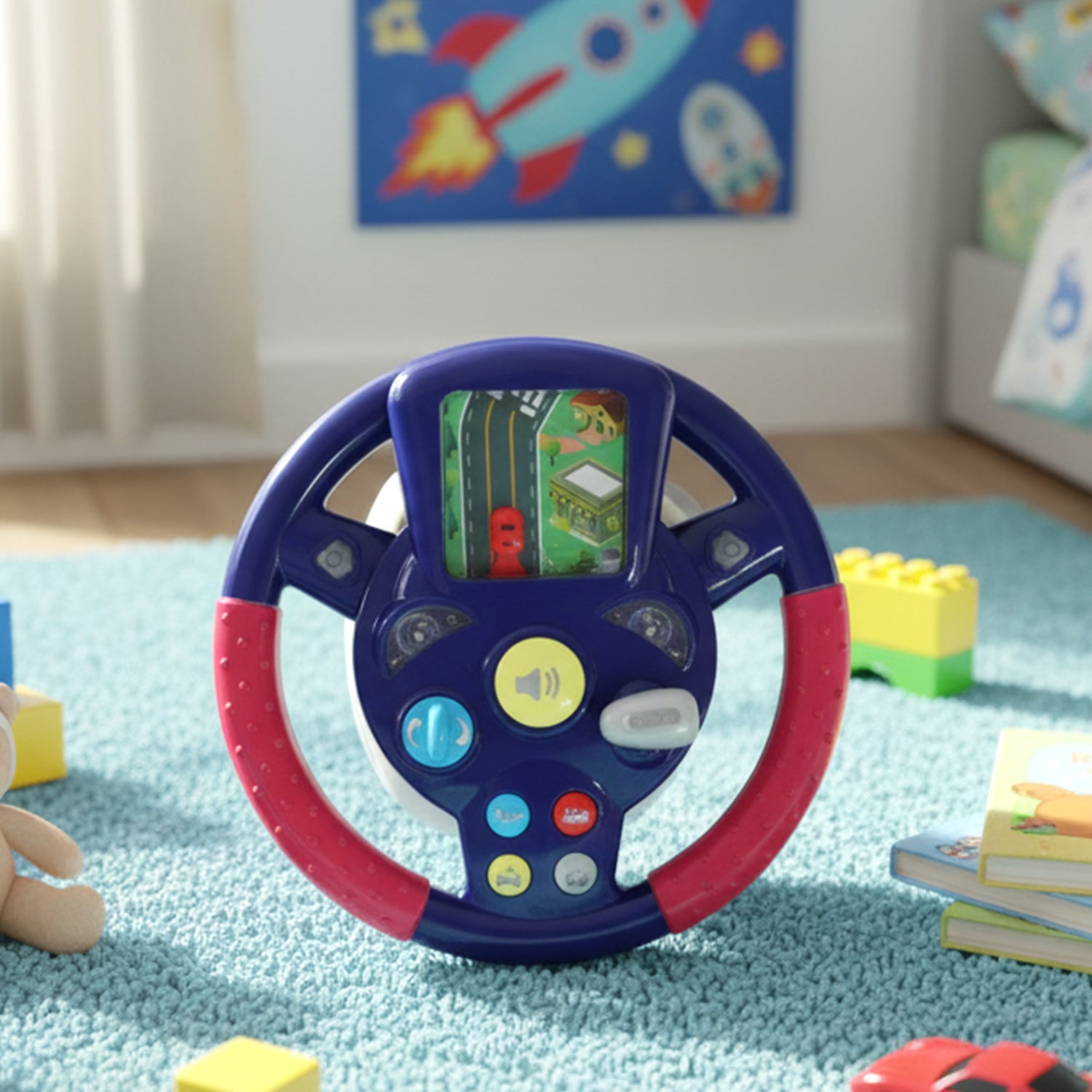 Colorful musical steering wheel toy for toddlers