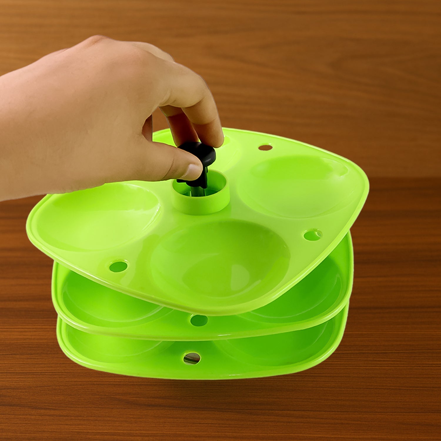 Front angle of compact 3 Layer Idli Stand
