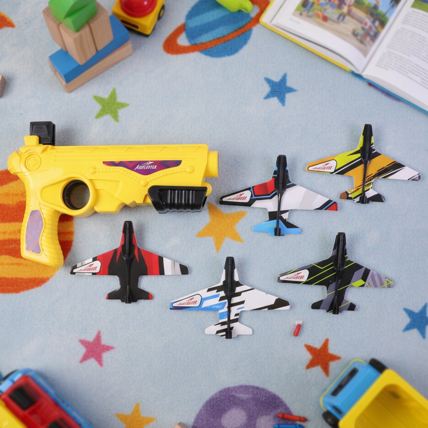 Air Battle Plane Launcher Gun Toy for Kids – Foam Glider Set (1 Set)