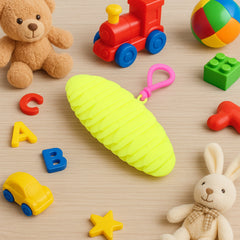 Segmented worm fidget toy on white background