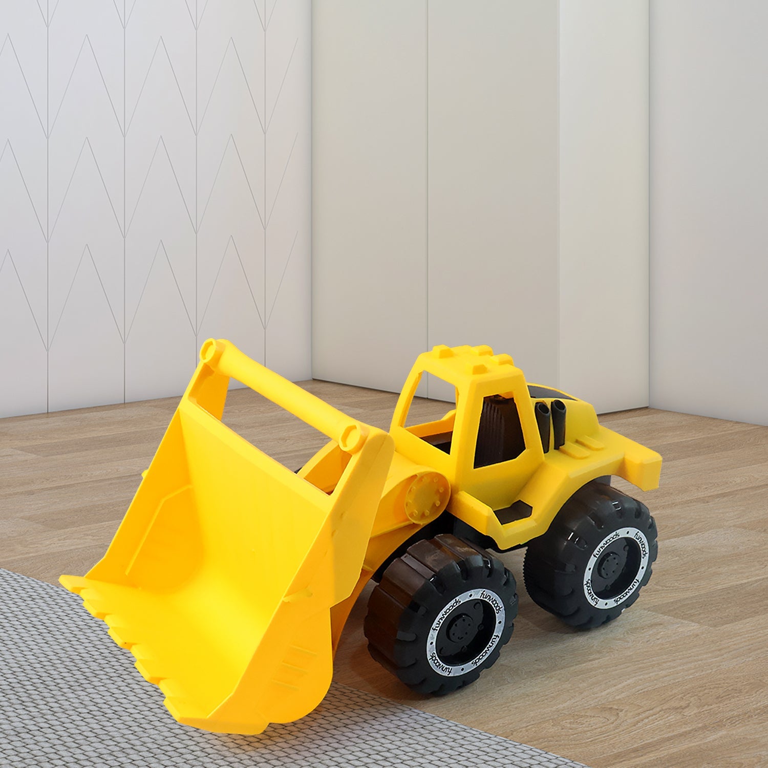 Detail of bucket lifting mechanism on toy