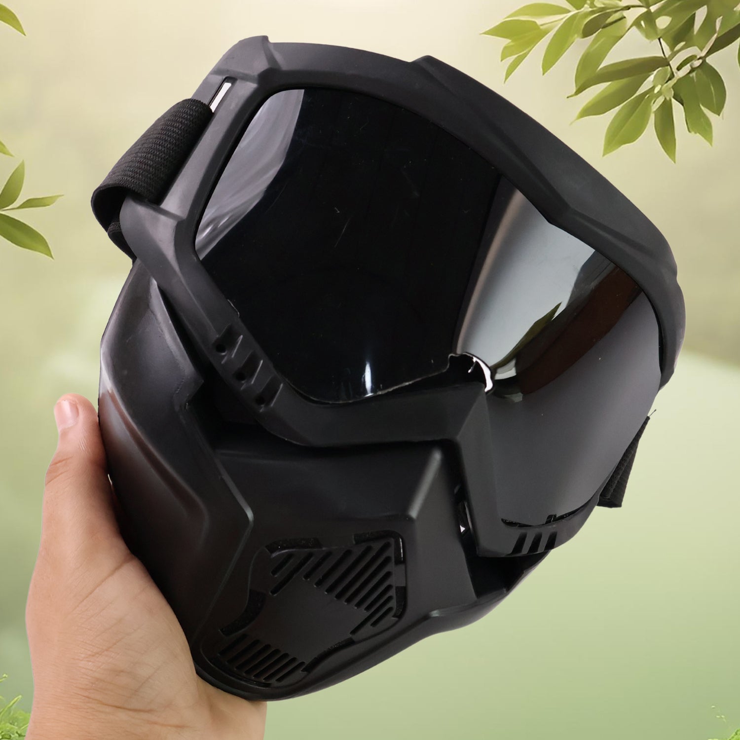 RaceVault motorcycle goggles with mask, side view