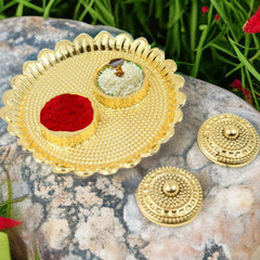 Elegant Round Puja Thali for Hindu ceremonies