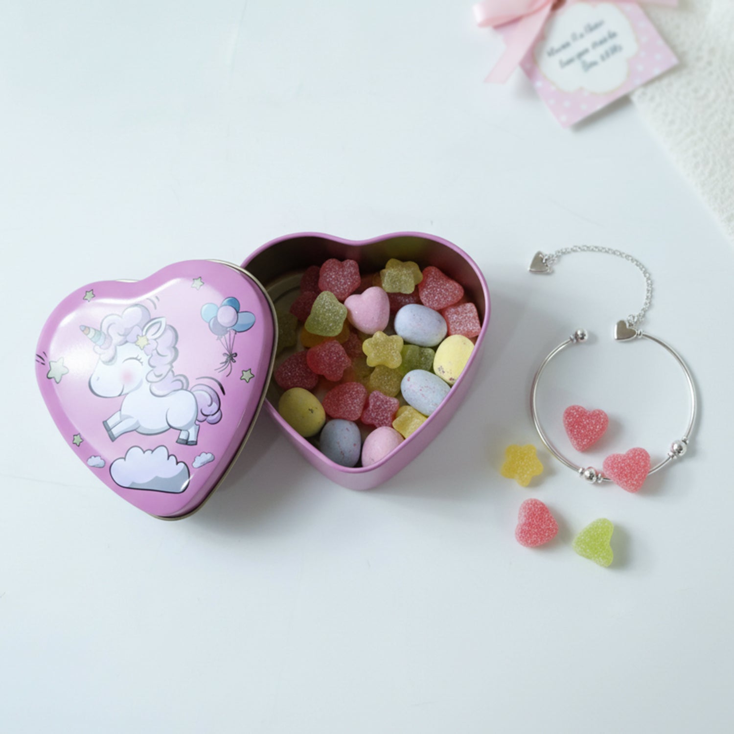 Close-up of heart shaped unicorn storage box