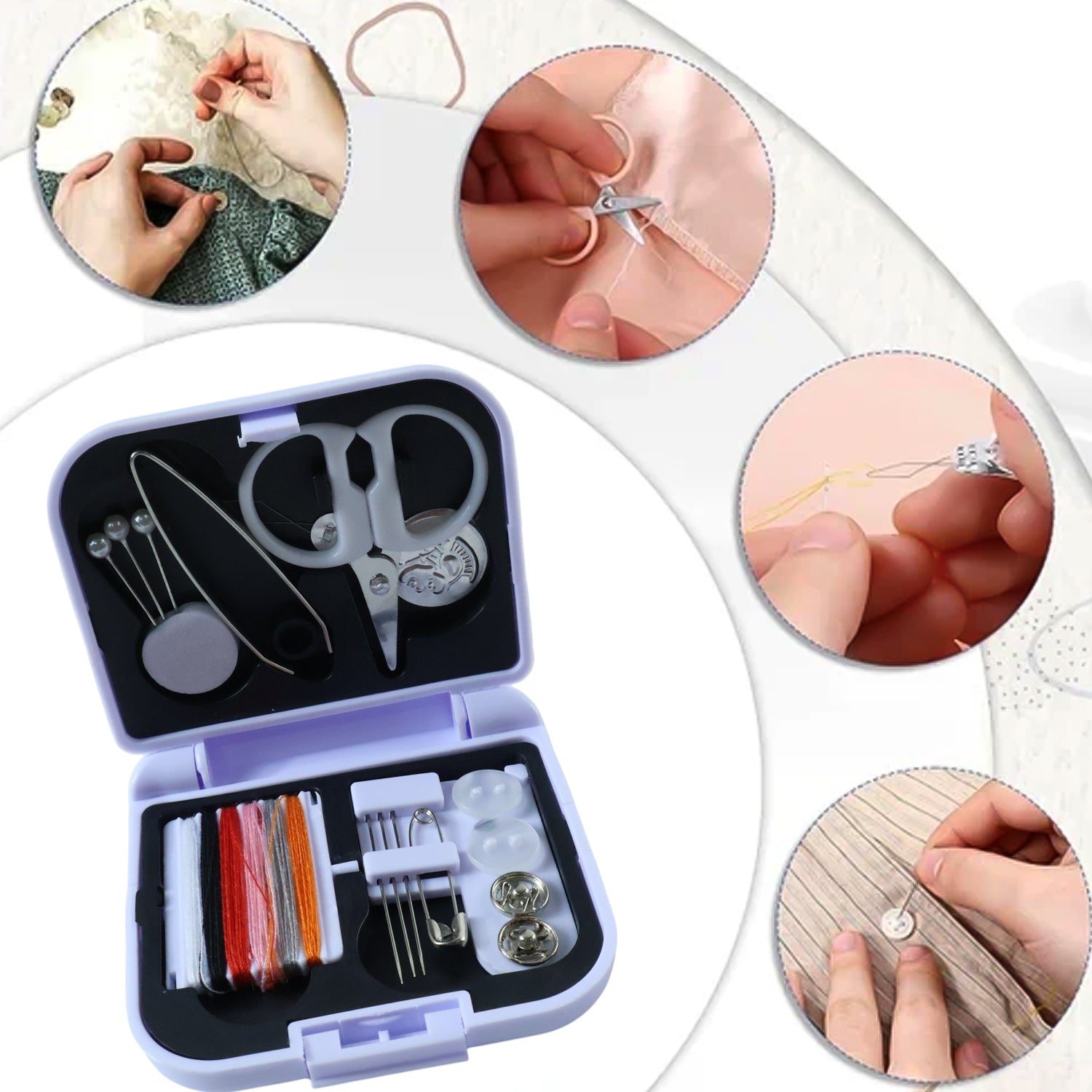 Compact Sewing Kit with Storage Box for Home (1 Set with Box)