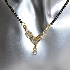 Floral Mangalsutra Necklace for Women (Double Strand, Black & Gold)