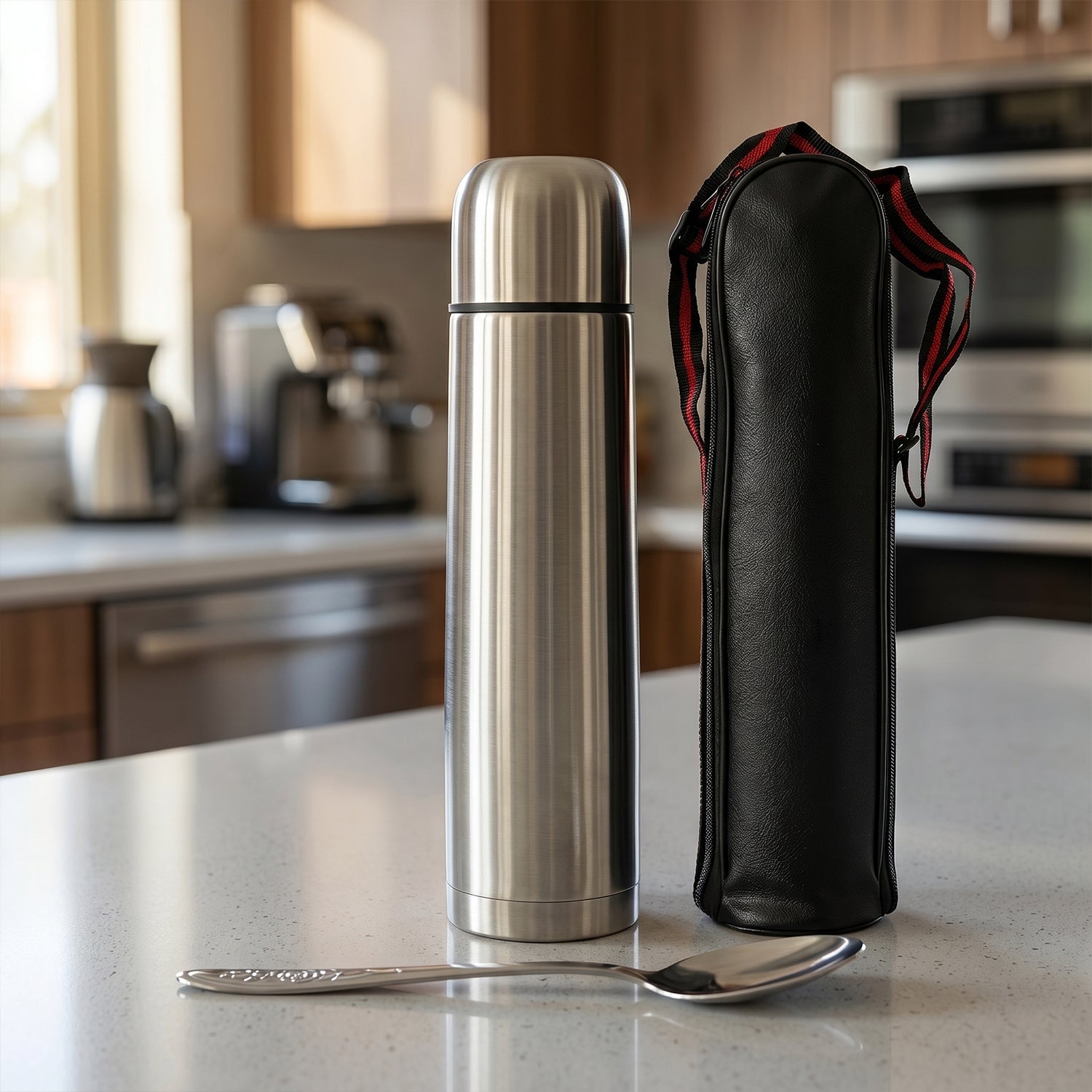 Stainless Steel Travel Flask with Carry Bag
