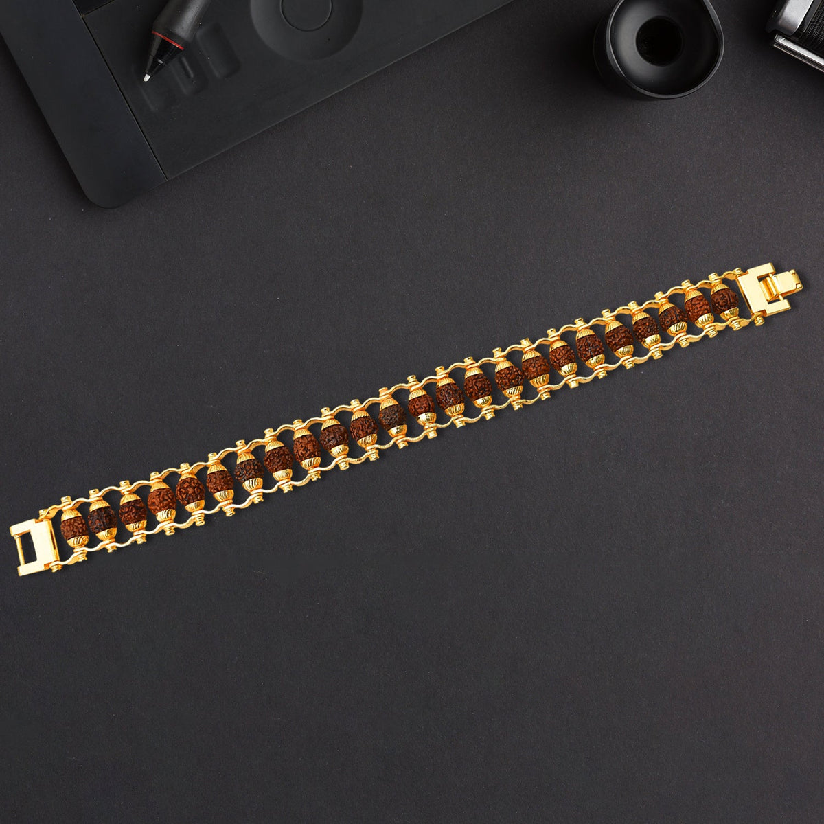 Golden Rudraksha Bracelet full view