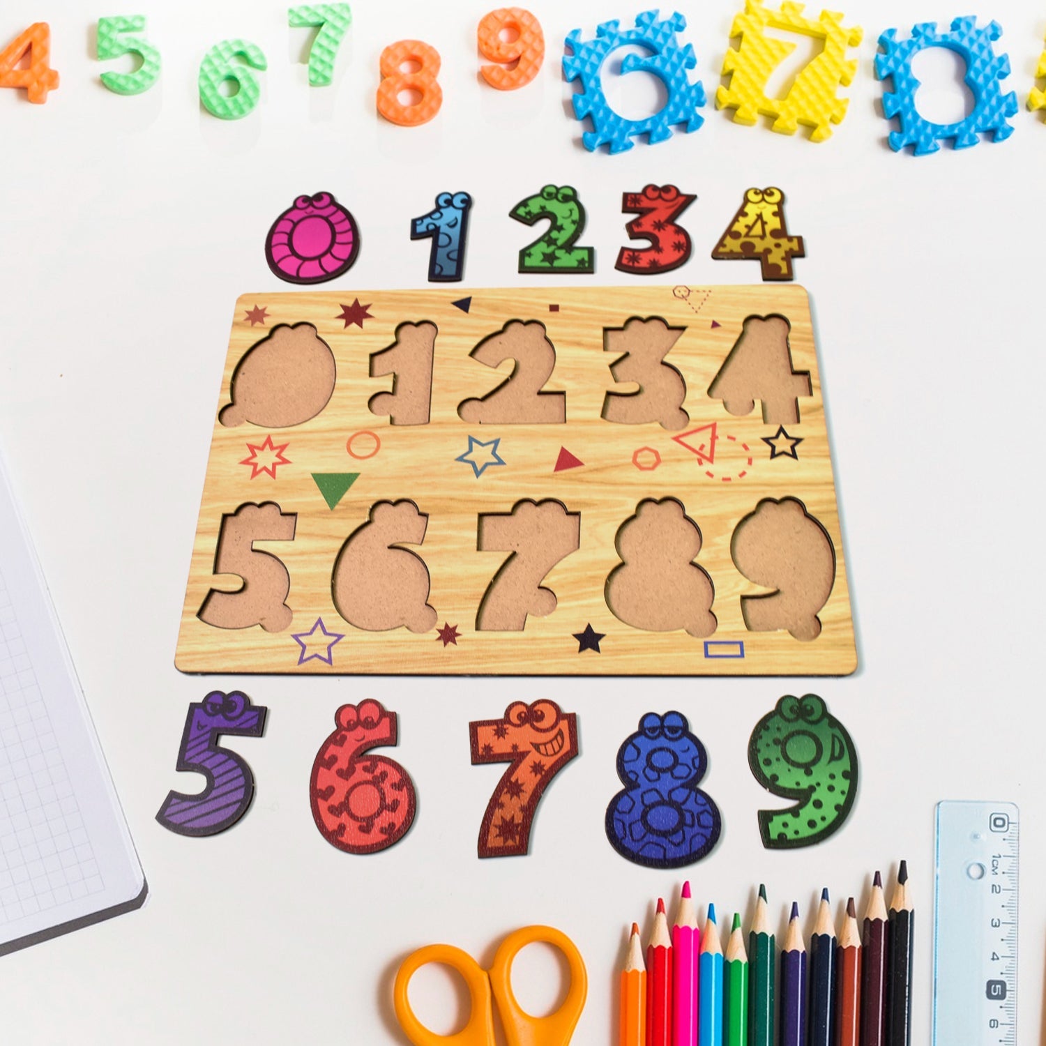 Wooden Puzzle Learning Board for Kids - (1 Pc / Mix Design / random)