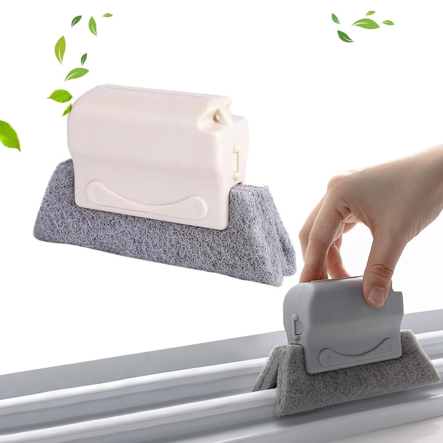 Window groove cleaning brush angled view