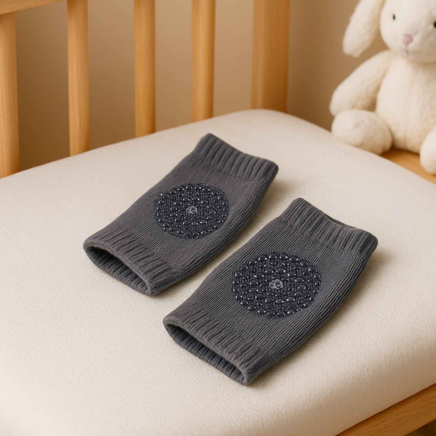 Dark grey wool knee pads for toddlers