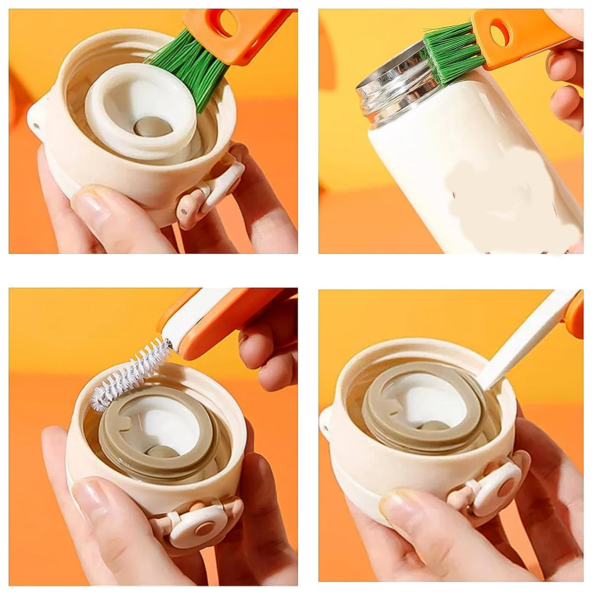 3-in-1 multifunctional cleaning brush with spiral & hook attachments