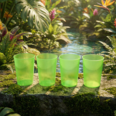 4-piece set of reusable transparent plastic drinking tumblers