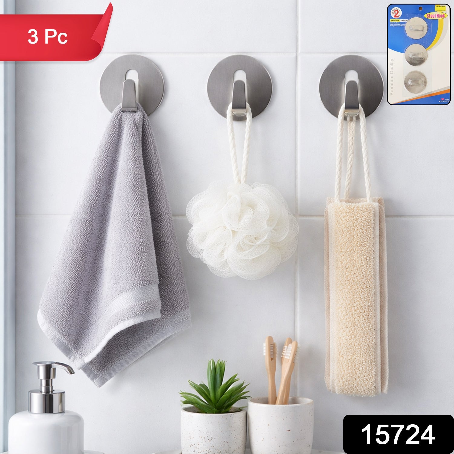 Close up of waterproof stainless steel adhesive hook