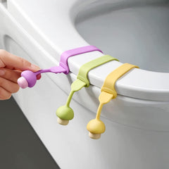 Silicone band used as toilet seat lifter handle
