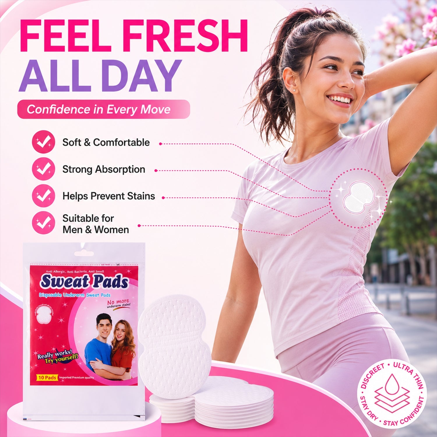 DeoDap sweat pads shown on clothing inside view