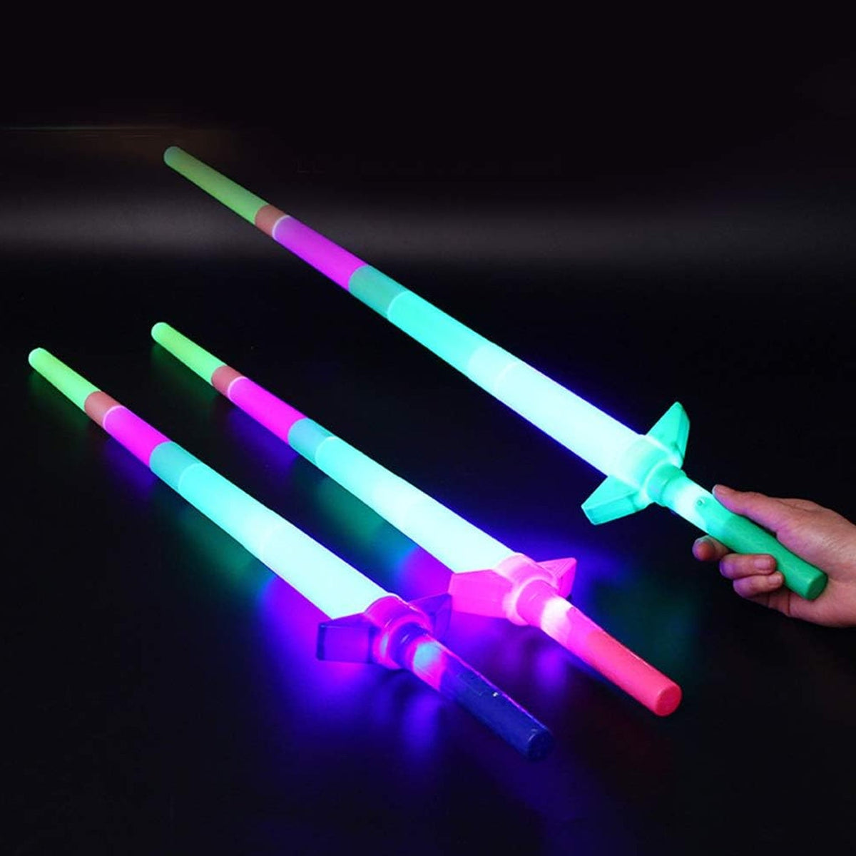 LED sword glowing with colorful lights